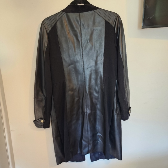 Black Faux Leather and Suade Cardigan Jacket/Coat - Picture 2 of 7